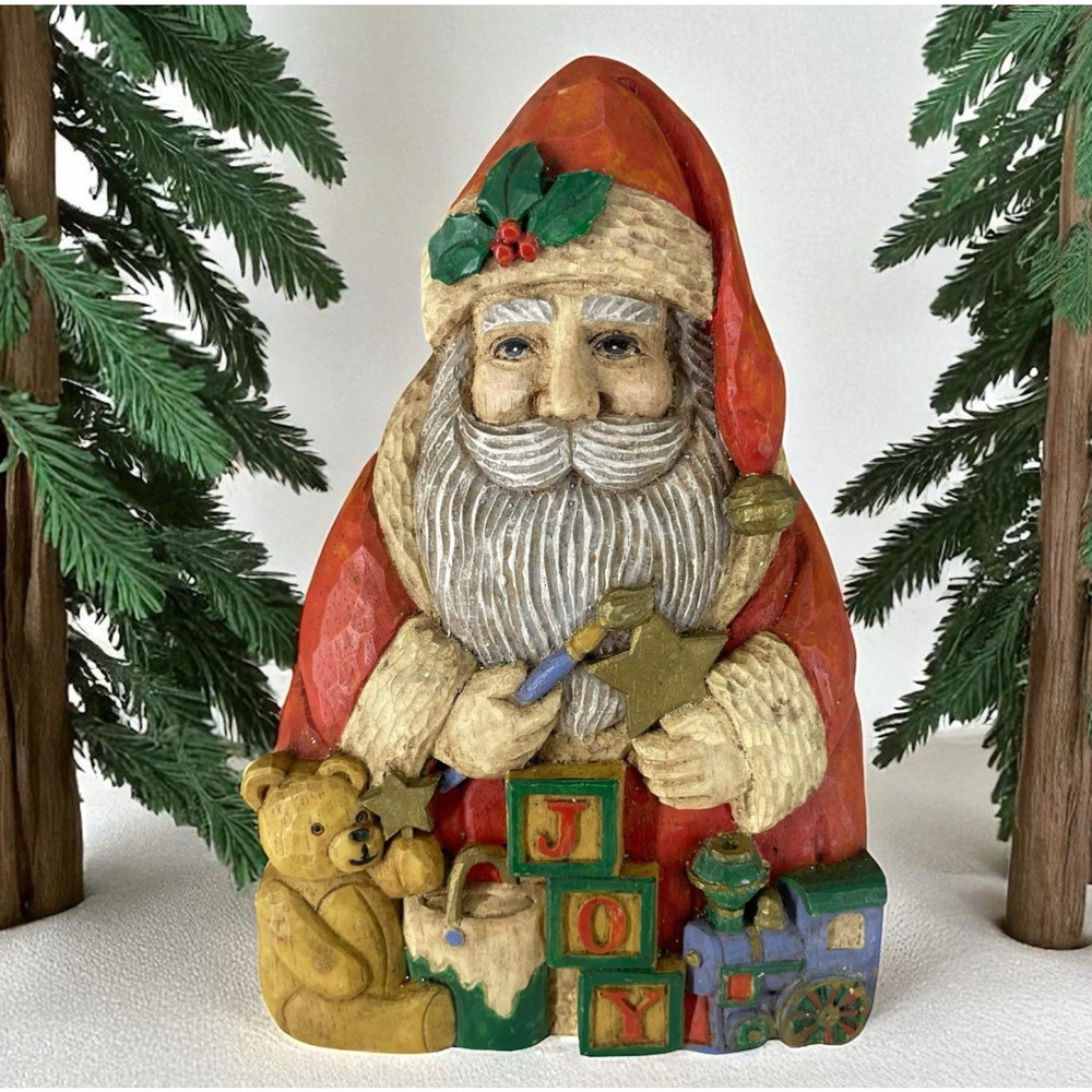 Kurt Adler Wooden Joy Santa Painting Toys Decor Folk Art Old World St. Nick